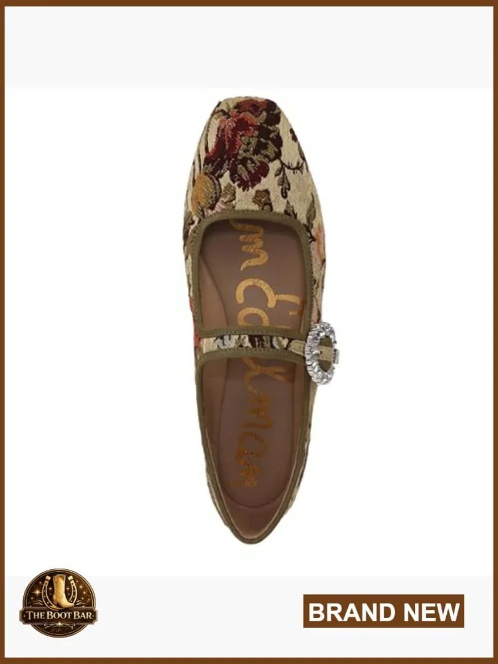 Women's Square Toe Crystal Embellished Mary Jane Flats